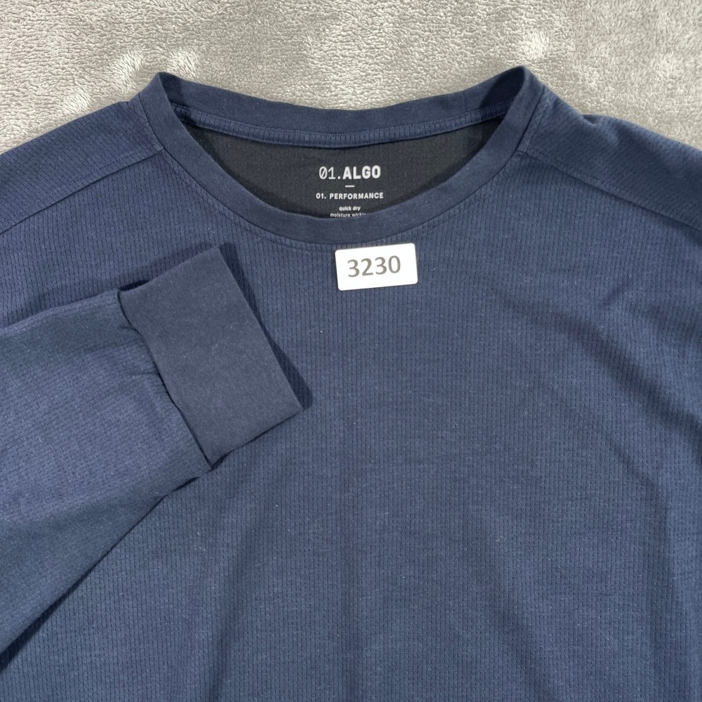 01.ALGO Performance Shirt Mens 3XL Blue Long Sleeve Waffle Knit Moisture Wicking